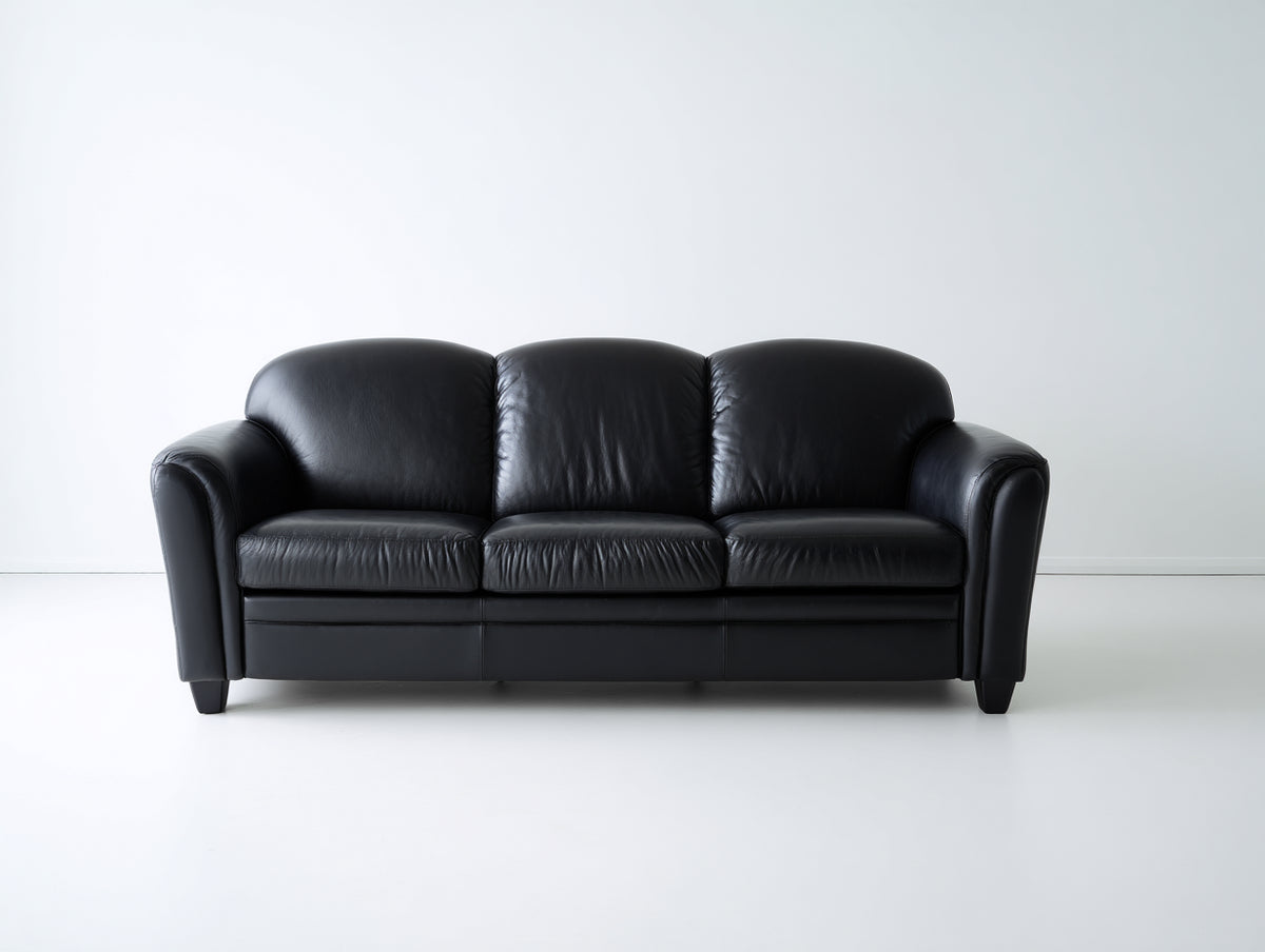 Gerades Sofa Echtleder Schwarz 240x95x85 cm 3-Sitzer Couch Modernes Design