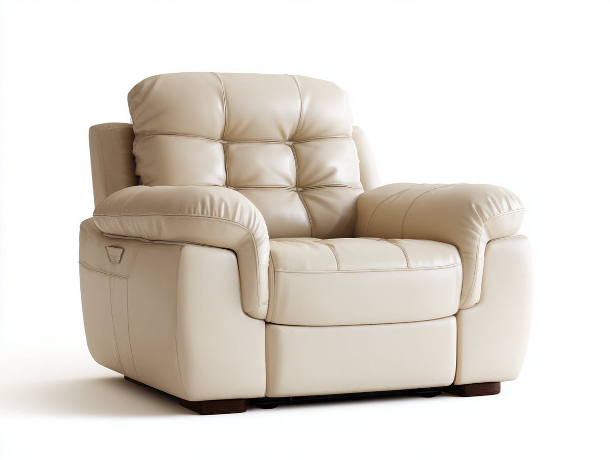 Liegesessel Kunstleder 85x90x105 cm - Beige - Moderner Relaxsessel mit gepolsterter Rückenlehne