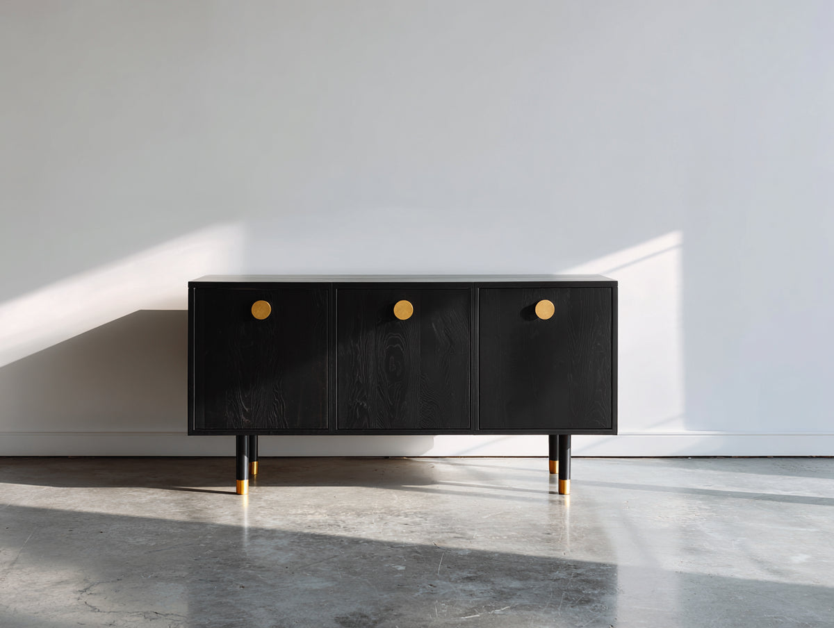 Dielenschrank Sideboard 160x40x75 cm Holzwerkstoff Schwarz Goldfarben Modernes Design