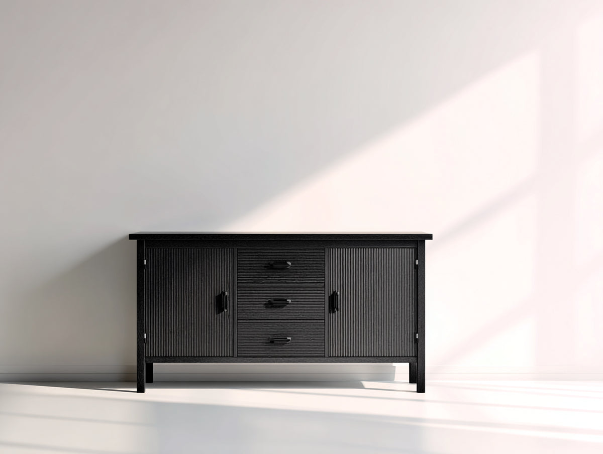 Dielenschränke 160x40x80 cm - Schwarz - modernes Flurmöbel mit 2 Türen und 3 Schubladen