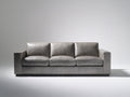 Gerades Sofa Kunstleder 220x90x85 cm - Grau - 3-Sitzer für Wohnzimmer