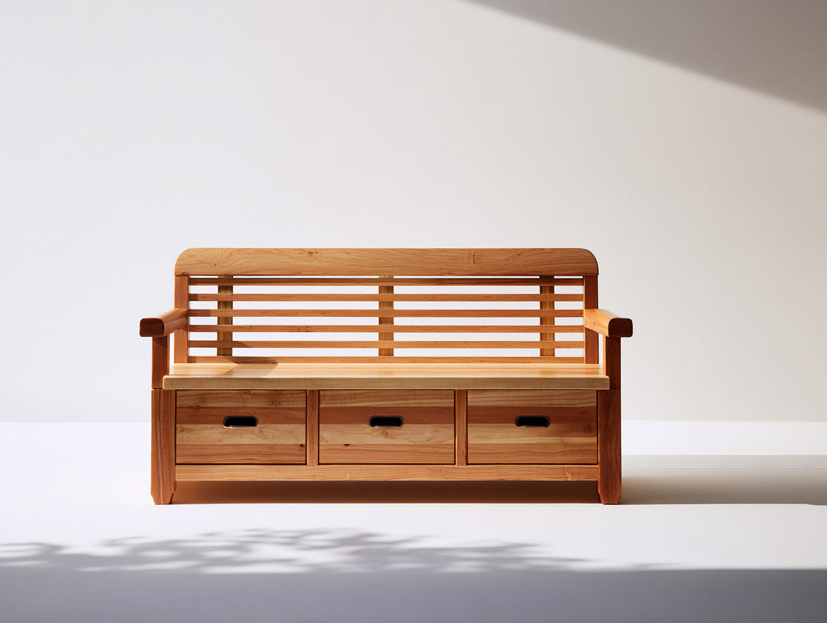 Gartenbank Holz 150x60x85 cm - Naturholzfarbe - klassische Sitzbank mit Stauraum