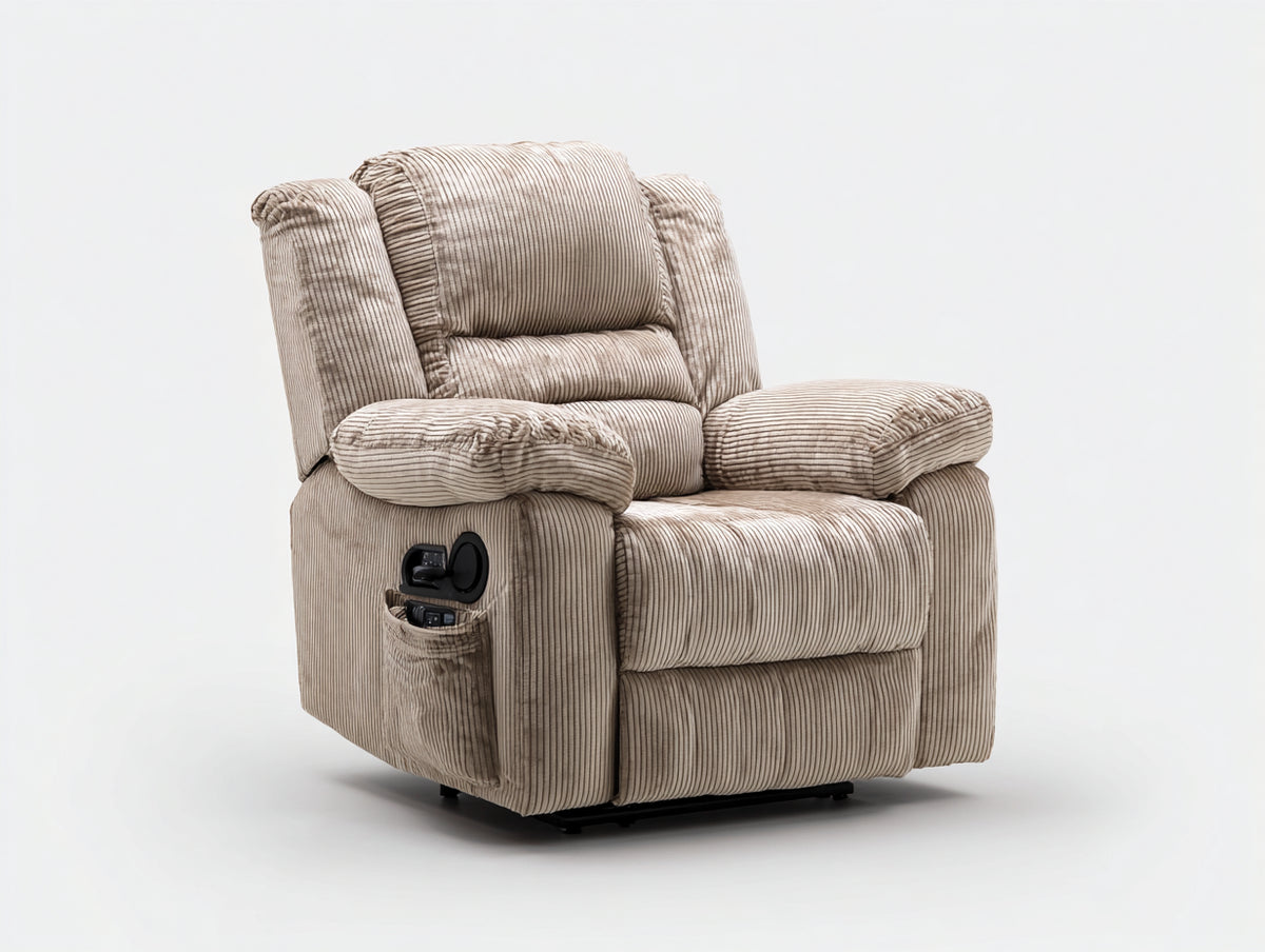 Liegesessel Cordstoff 85x90x105 cm - Beige - Moderner Relaxsessel mit gepolsterter Rückenlehne