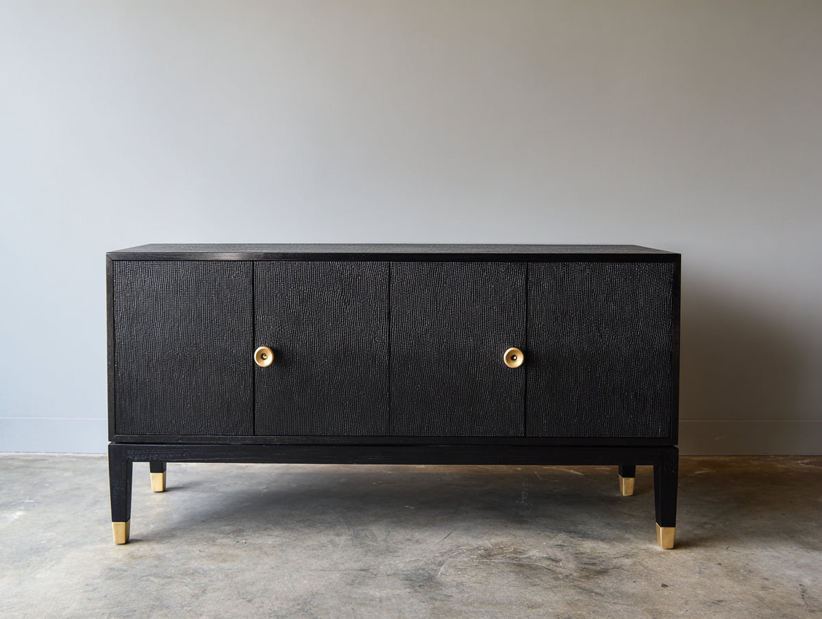 Dielenschränke Sideboard mit 4 Türen 180 x 40 x 75 cm - Schwarz - Modernes Design für Flur und Wohnbereich