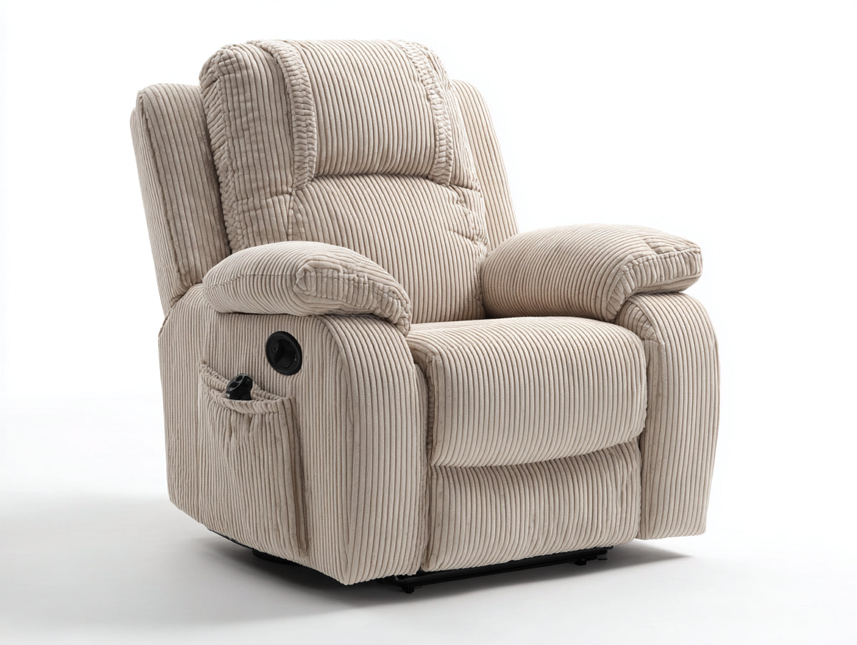 Liegesessel Cordstoff Beige 85x95x105 cm Relaxsessel mit Liegefunktion Modernes Design