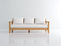 Gartensofa 220x85x75 cm Massivholz Naturfarben Stoffbezug Weiß 3-Sitzer Modernes Design
