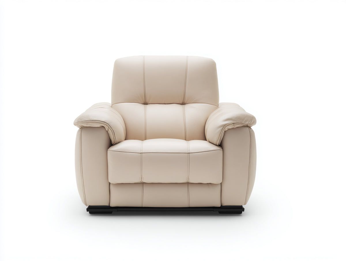 Liegesessel Echtleder Beige 90x95x105 cm Relaxsessel mit Liegefunktion Modernes Design