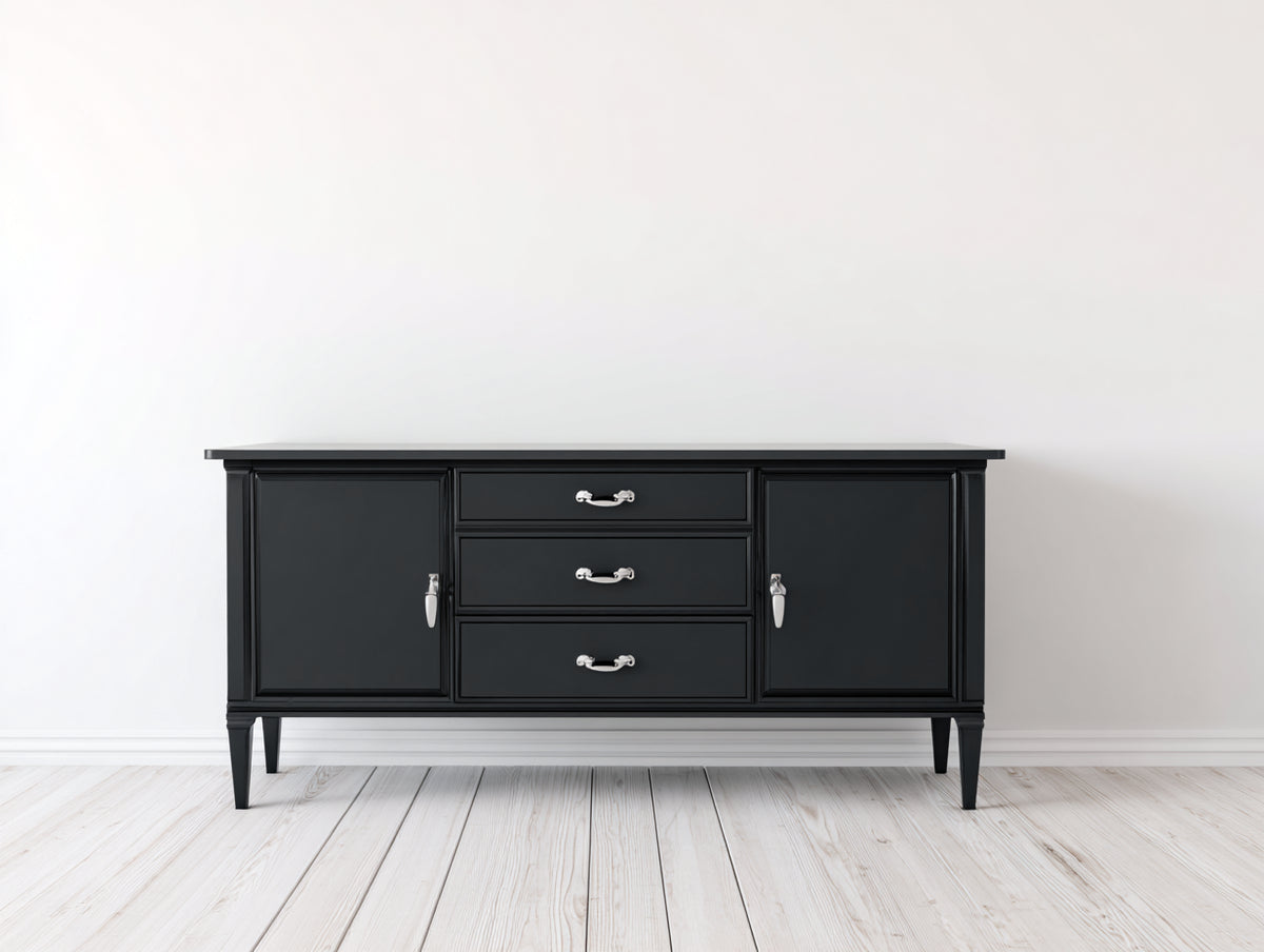 Dielenschränke Sideboard mit 2 Türen und 3 Schubladen 180 x 40 x 80 cm - Schwarz - Modernes Design für Flur und Wohnbereich