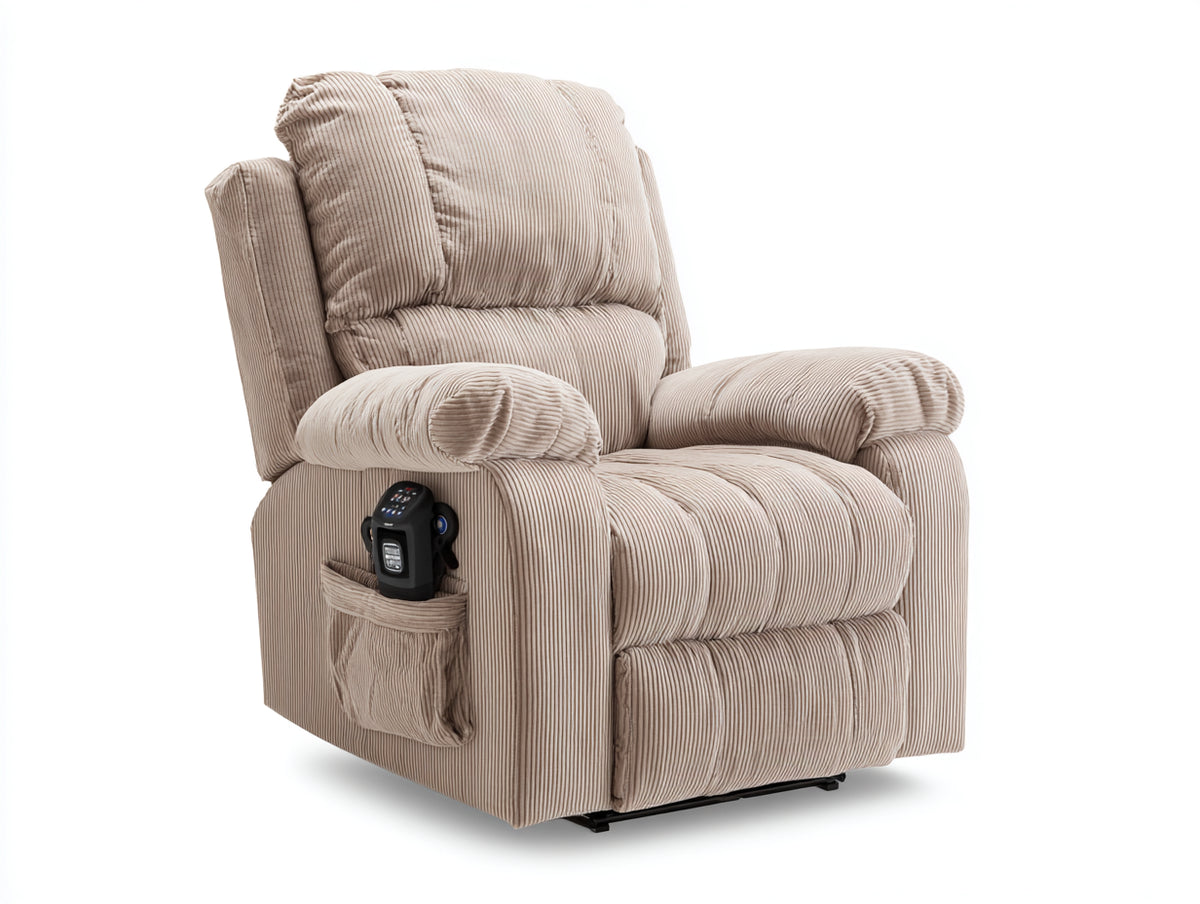 Liegesessel 85x90x105 cm Cordbezug Beige Elektrische Relaxfunktion Modernes Design