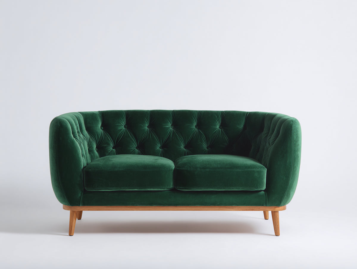 Gerades Sofa 180x80x75 cm Samtbezug Grün 2-Sitzer Modernes Design