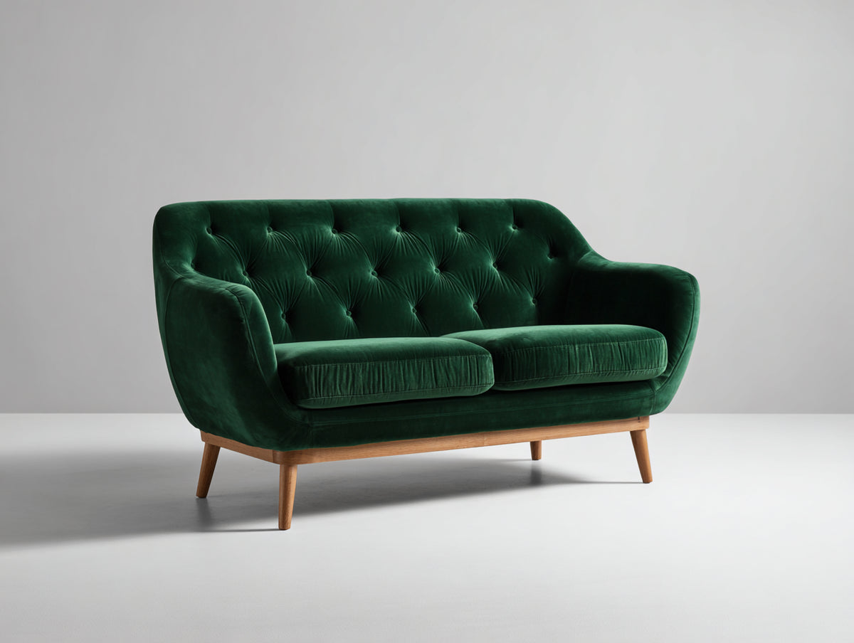 Gerades Sofa Samt 220 x 85 x 80 cm - Dunkelgrün - Modernes Design für Wohnzimmer und Lounge
