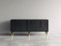 Dielenschrank Holzwerkstoff 180x40x75 cm - Schwarz - Moderner Flurschrank mit 3 Türen und Stauraum