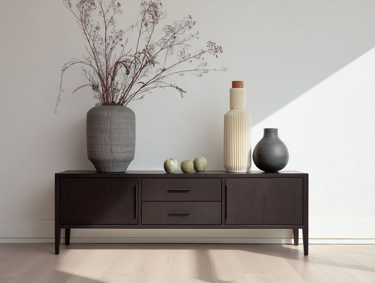 Dielenschrank Holzwerkstoff 180x40x75 cm - Dunkelbraun - Moderner Flurschrank mit Türen und Schubladen