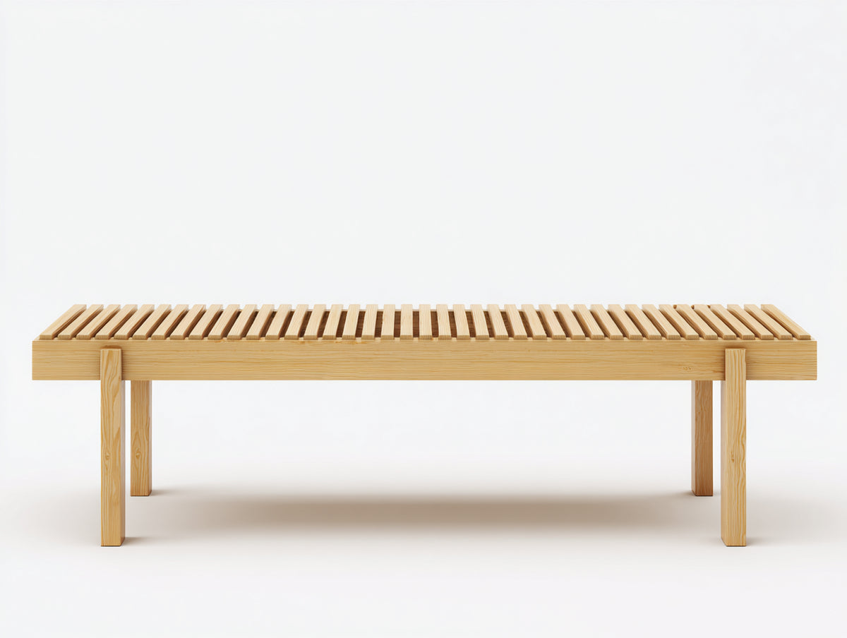Gartenbank Holz 220x45x45 cm - Naturholz - Moderne Sitzbank für den Garten mit Lattenoberfläche