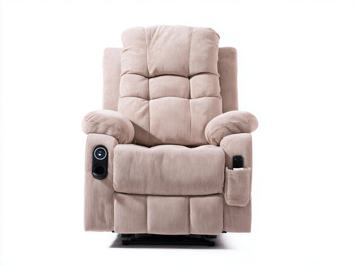 Liegesessel Cord Stoff mit Relaxfunktion 85 x 90 x 105 cm - Beige - Modernes Design für Wohnzimmer und Ruhebereich