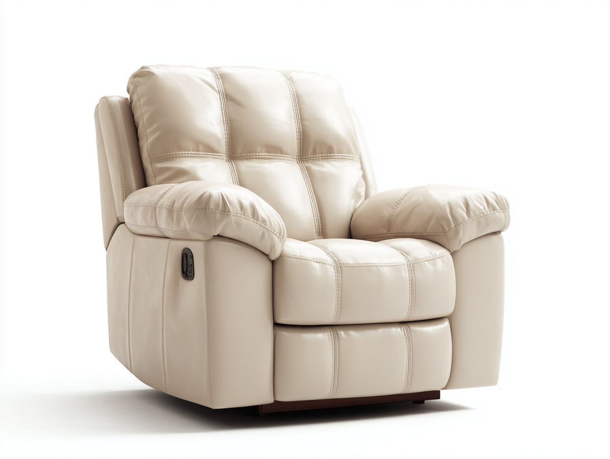 Liegesessel Echtleder Beige 85x95x105 cm Relaxsessel mit Liegefunktion Modernes Design