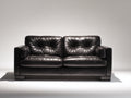 Gerades Sofa Echtleder Schwarz 220x90x80 cm 2-Sitzer Couch Modernes Design