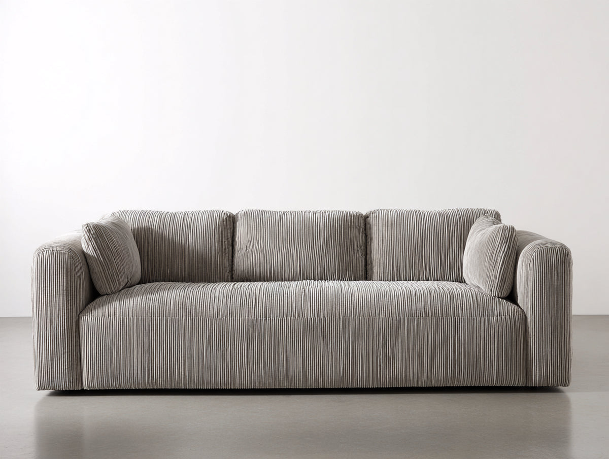 Gerades Sofa Cord Stoff 240 x 95 x 75 cm - Hellgrau - Modernes Design für Wohnzimmer und Lounge
