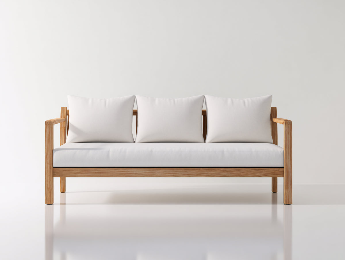 Gartensofa Holz 210x85x75 cm - Naturholzfarbe - modernes Outdoor Sofa mit Polsterung