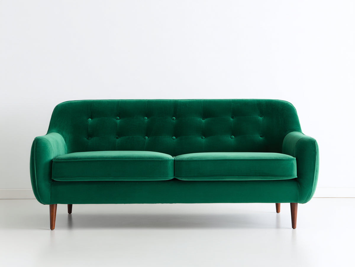Gerades Sofa Samt 230 x 90 x 80 cm - Dunkelgrün - Modernes Design für Wohnzimmer und Lounge