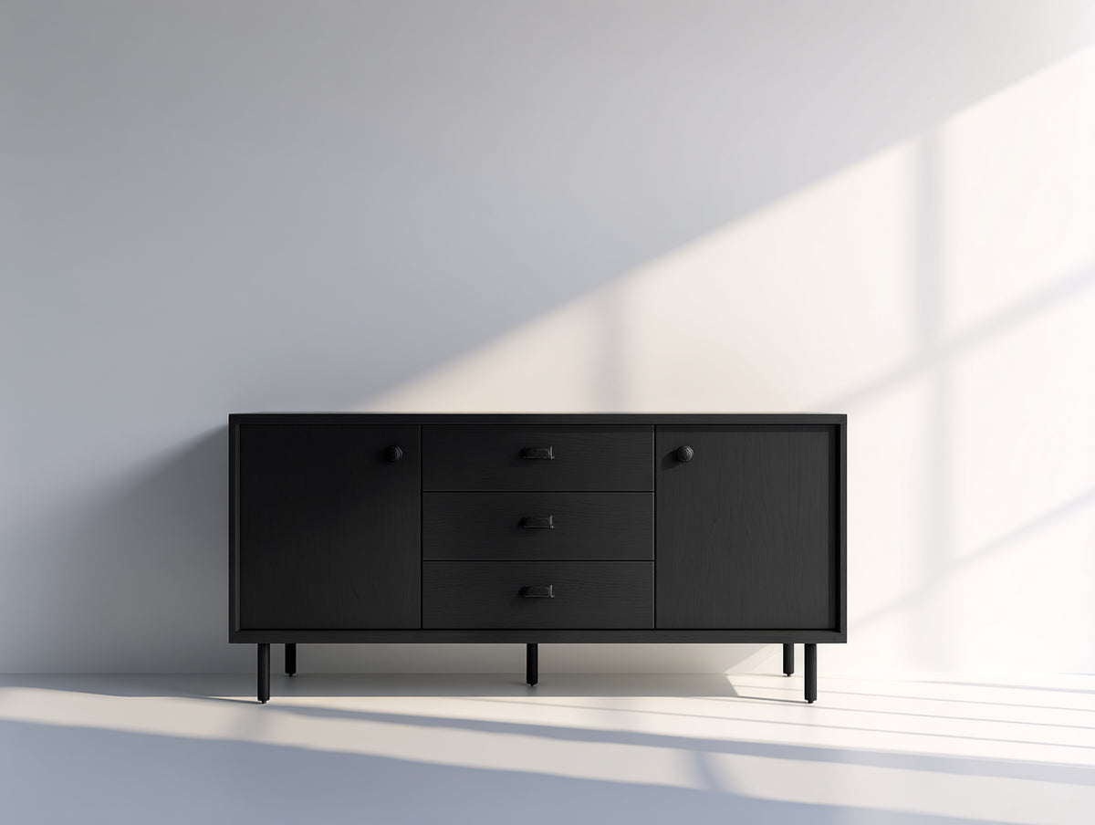 Dielenschränke Holzoptik Schwarz 160x40x75 cm Flurschrank mit Türen und Schubladen Modernes Design