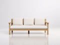 Gartensofa Holz mit Sitzpolster 220 x 85 x 80 cm - Naturholzfarben und Weiß - Modernes Design für Garten Terrasse und Außenbereich